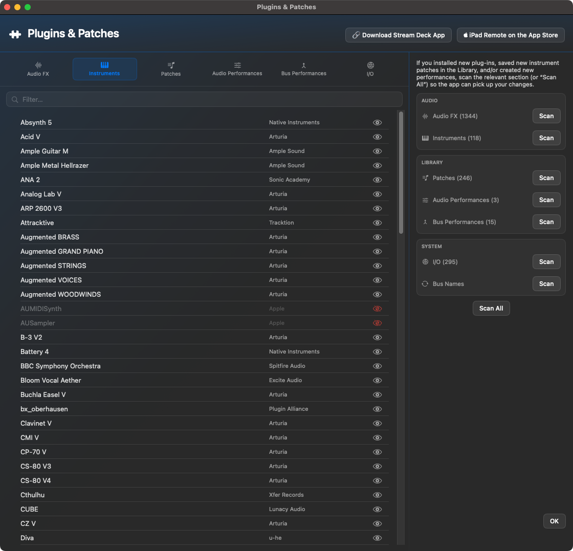 Plugins & Patches Reiter Instruments mit gescannten Software-Instrumenten
