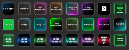 Stream Deck Artikulationsseite mit Link-CCs-Button und MIDI-CC-Buttons