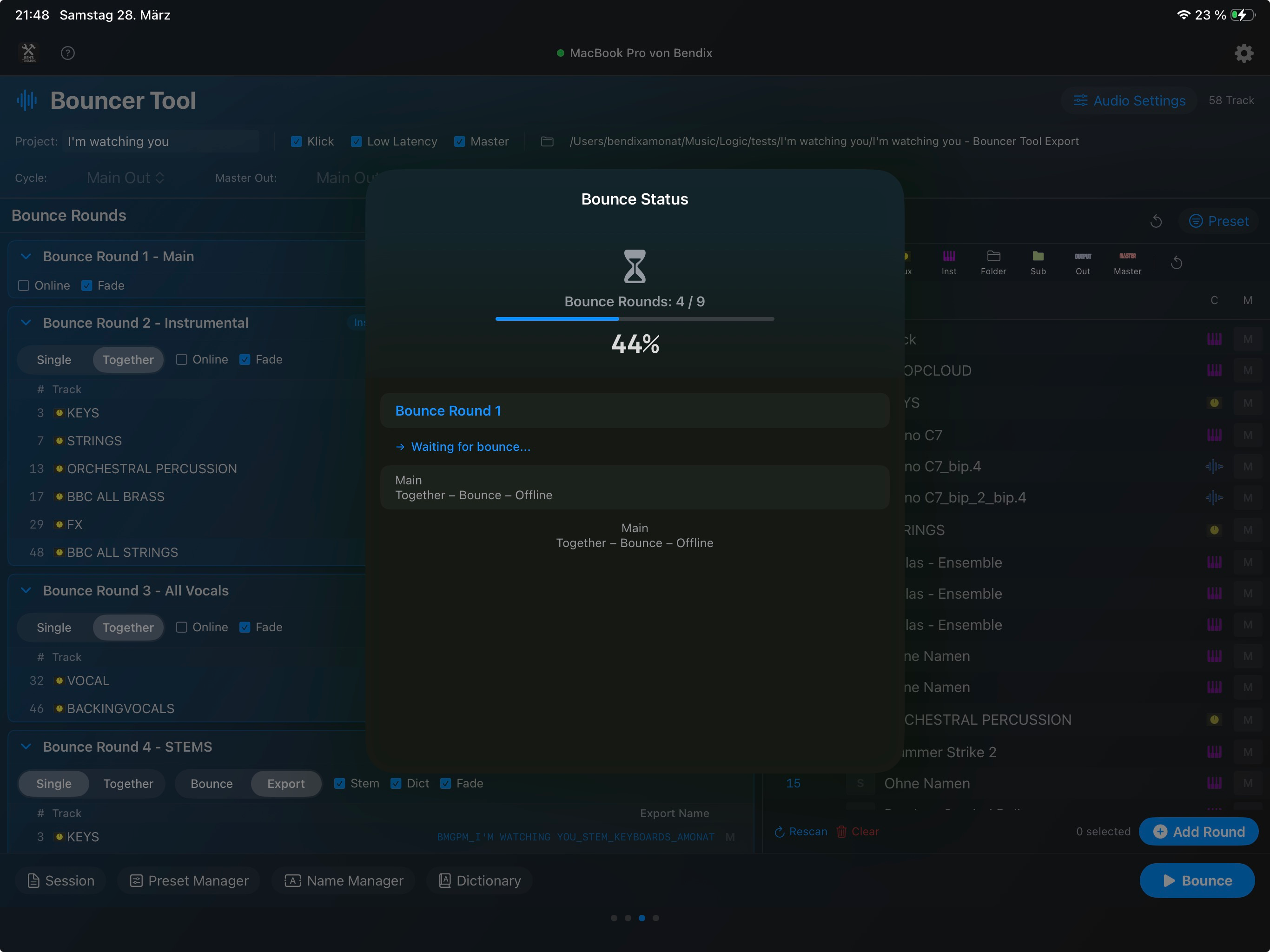 iPad Remote mit Bouncer-Status
