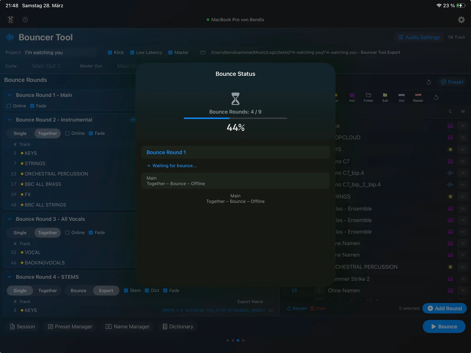 iPad Remote mit Bouncer-Status