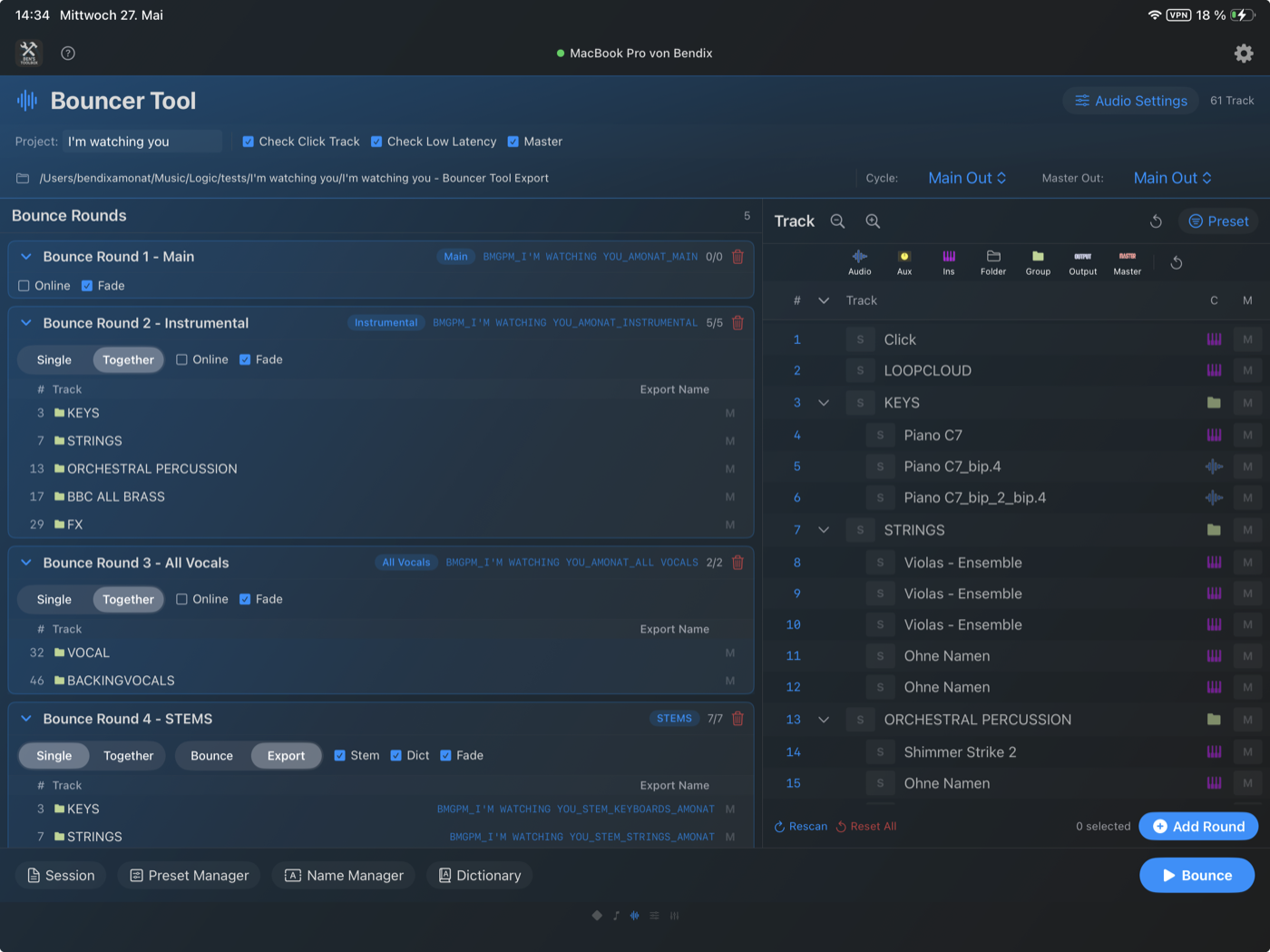 Bouncer Tool auf dem iPad
