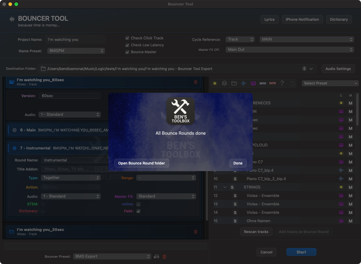 Bouncer Tool Abschlussmeldung
