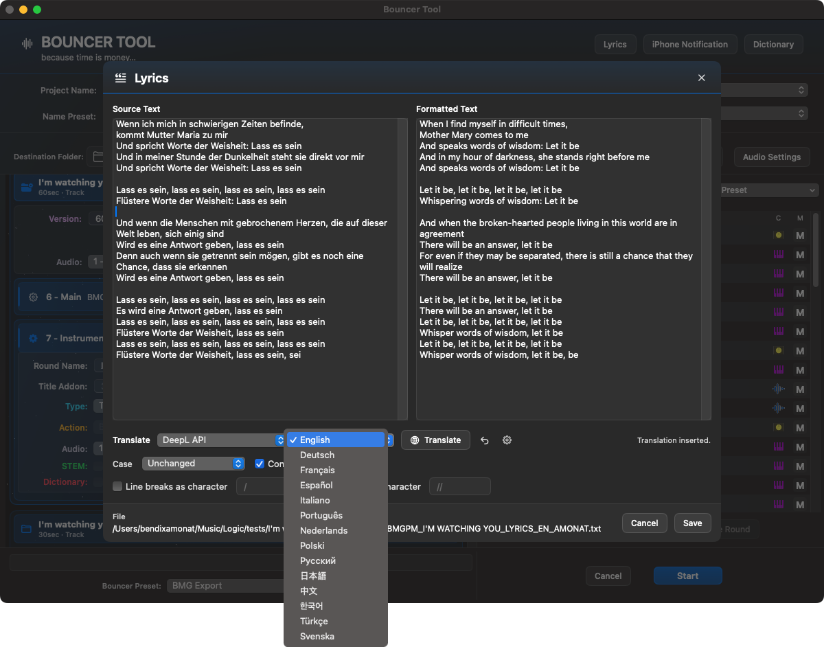 Bouncer Tool Lyrics und Übersetzung