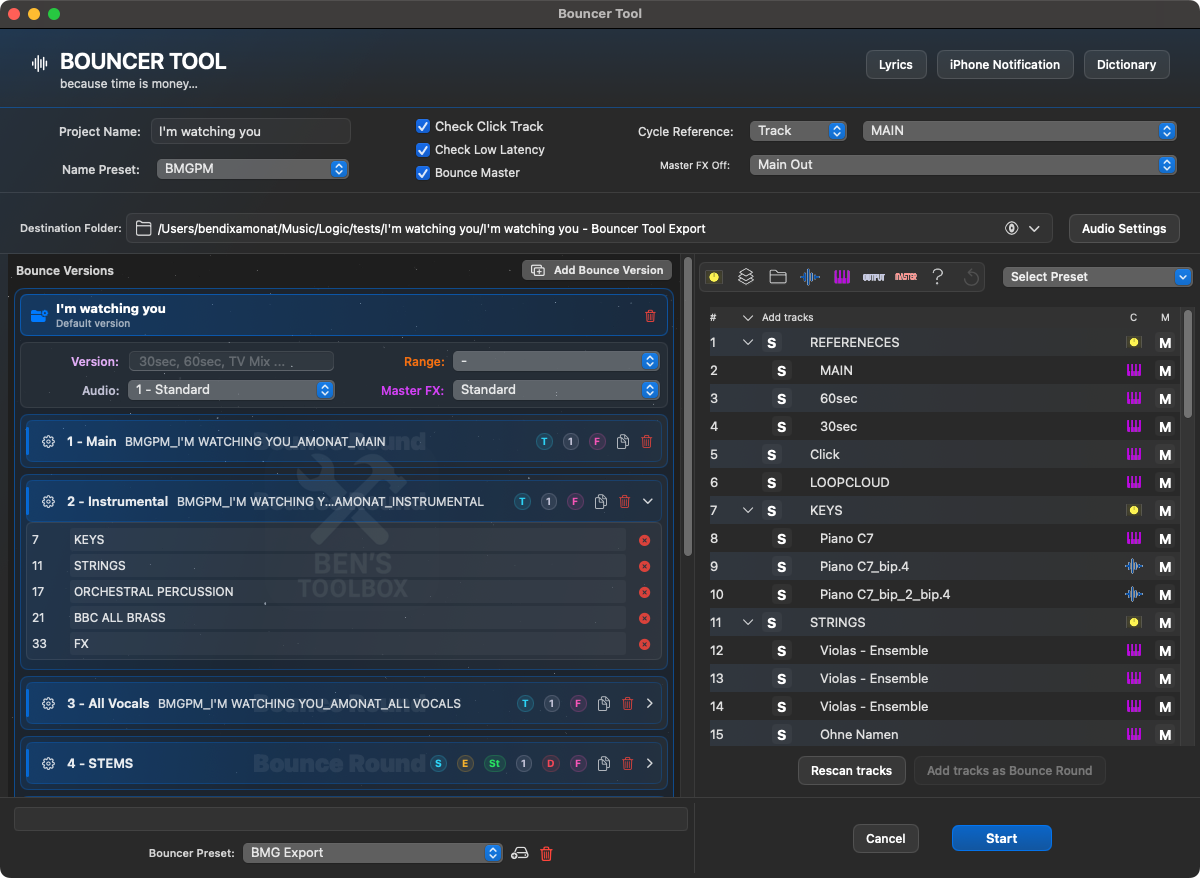 Bouncer Tool main window on macOS