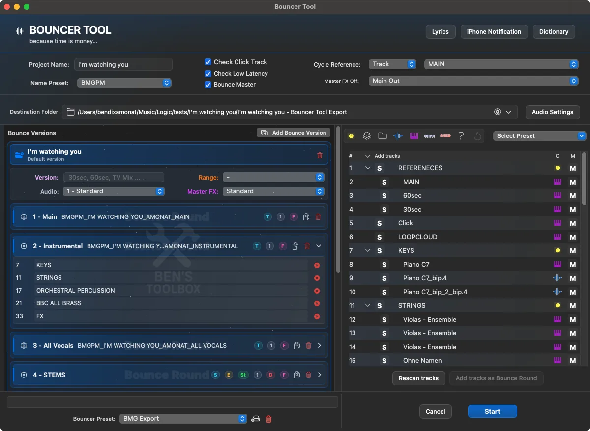 Bouncer Tool main window on macOS