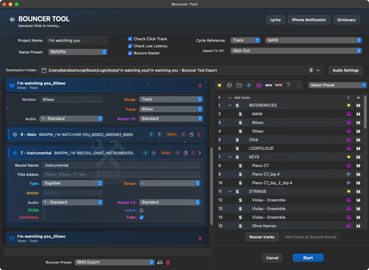 Bouncer Tool Bounce Versions und Rounds