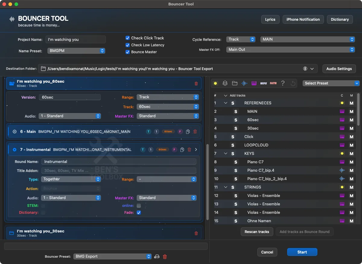 Bouncer Tool Bounce Versions und Rounds